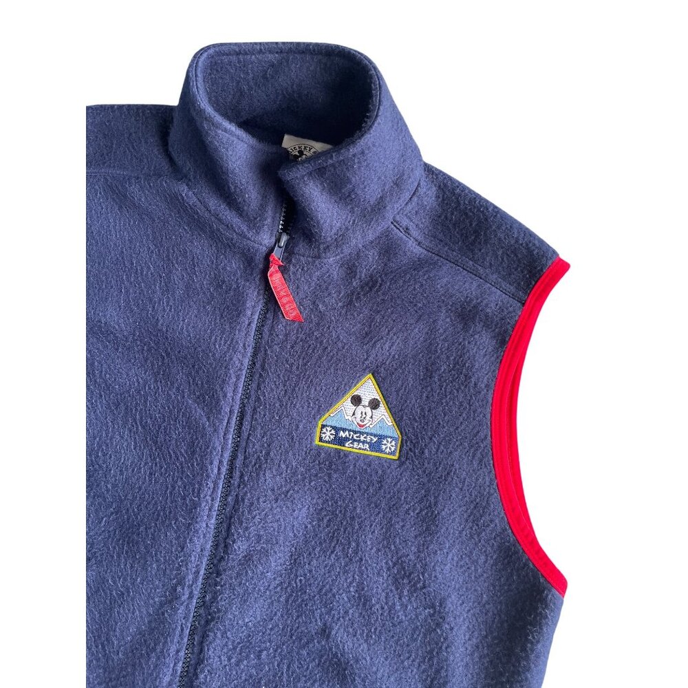 Vintage Mickey & Co. gear Navy Blue Fleece Vest With Red Trim